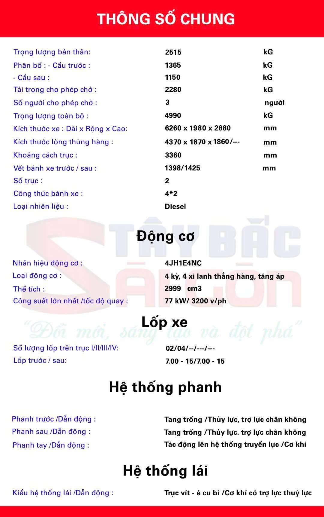 Thông số kỹ thuật xe tải tập lái ISUZU QKR210