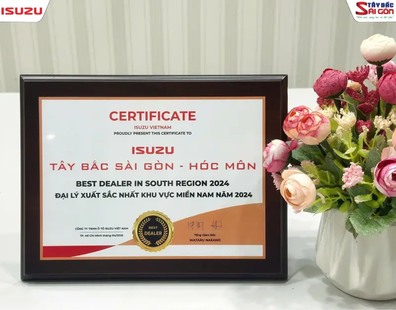 Bằng khen Đại lý ISUZU xuất sắc nhất miền Nam Bằng khen Đại lý ISUZU xuất sắc nhất miền Nam
