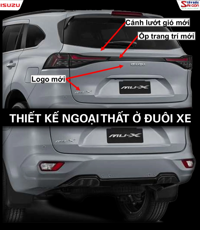 Các điểm mới ở phần đuôi xe mu-X 2025