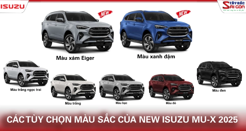 Các tùy chọn màu sắc ISUZU mu-X 2025