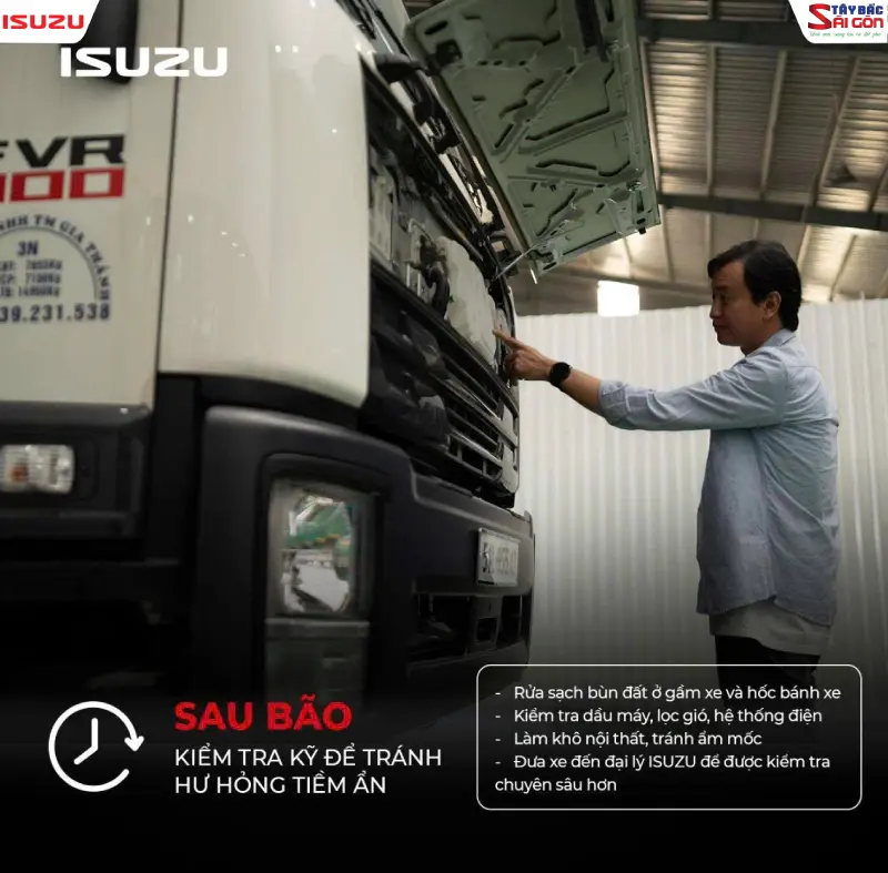 Cảm nang bảo quản xe ô tô ISUZU sau bão