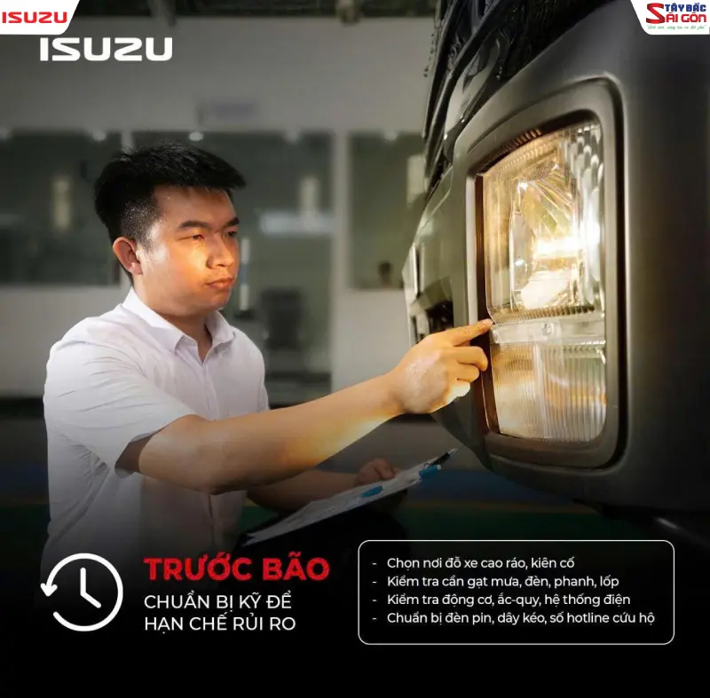 Cảm nang bảo quản xe ô tô ISUZU trước bão