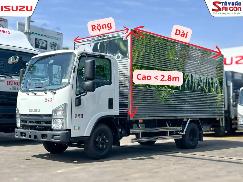 Hình ảnh về kích thước chiều cao tối đa cho phép là dưới 2.8m