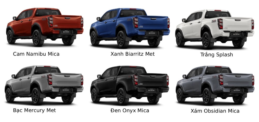 Các phiên bản màu của Dmax 2025