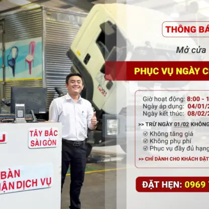 ISUZU TÂY BẮC SÀI GÒN: PHỤC VỤ BẢO DƯỠNG XE Ô TÔ XUYÊN SUỐT CẢ CHỦ NHẬT ĐẾN HẾT 08/02/2026