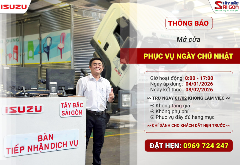 ISUZU Tây Bắc Sài Gòn phục vụ ngày chủ nhật