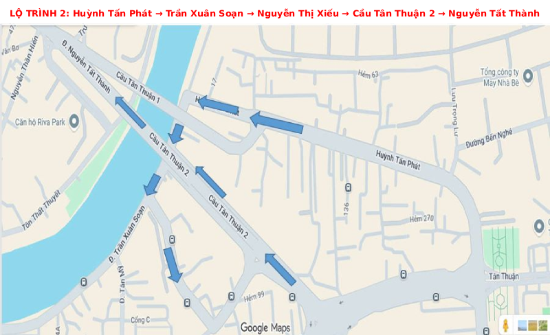 Lộ trình 2 thay thế qua Quận 4