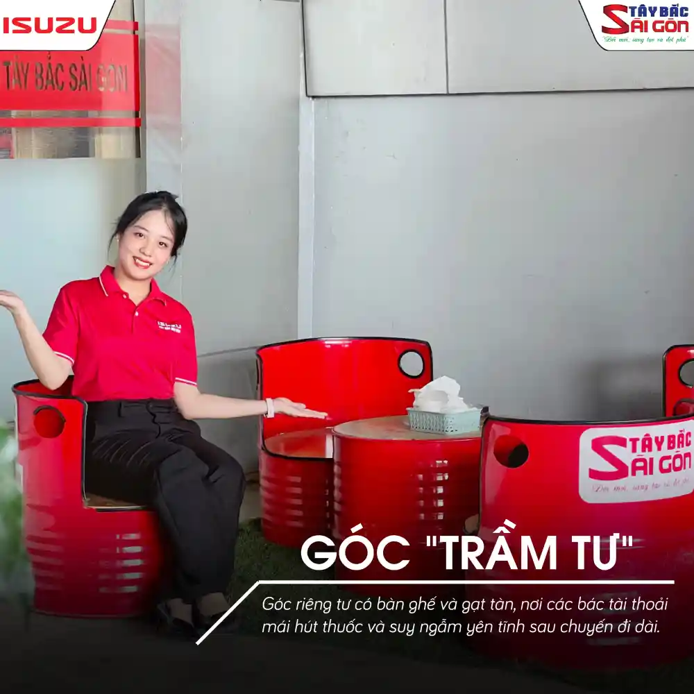 Khu vực hút thuốc cho các anh em tại ISUZU Tây Bắc Sài Gòn - CN Bình Phước