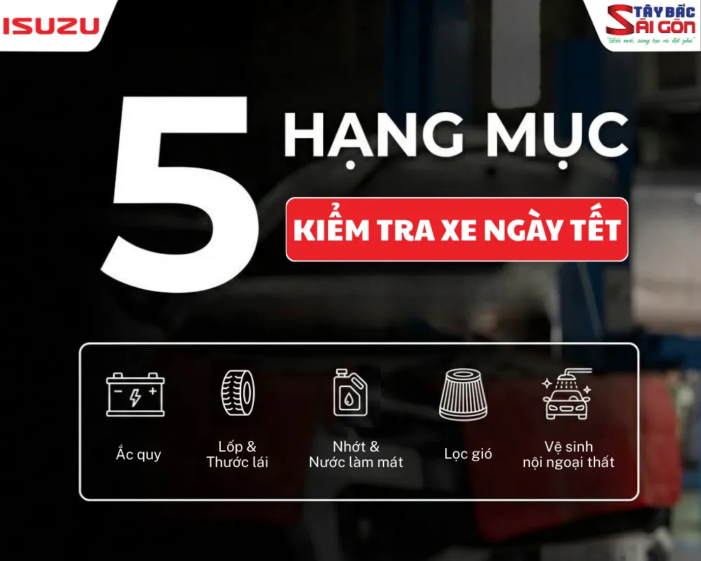 5 hang muc quan trong khi kiem tra xe truoc khi di xa dip Tet 2026 tai Isuzu Tay Bac Sai Gon