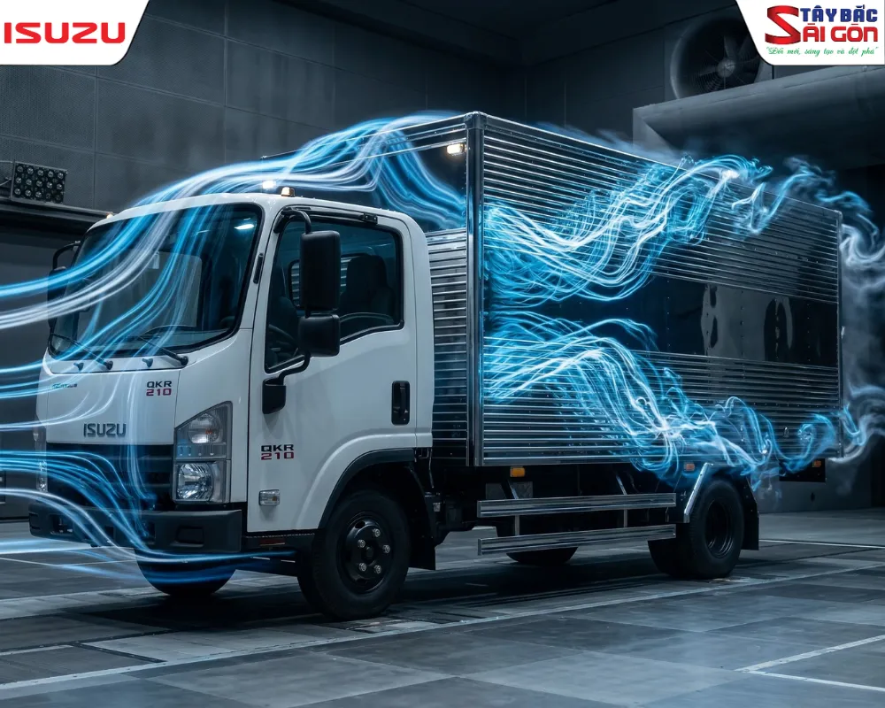  Ảnh hưởng của sức cản gió đến mức tiêu hao nhiên liệu ISUZU QKR210 thùng dài 4m4.