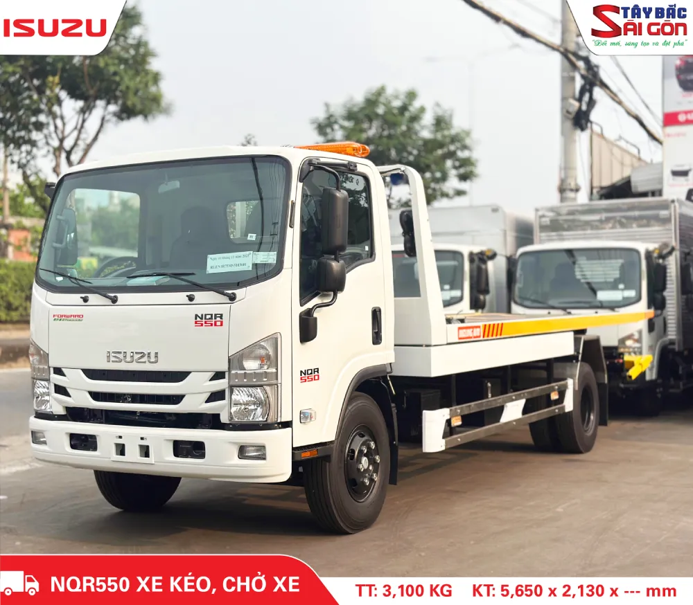 Xe chở xe ô tô ISUZU NQR550 sàn trượt càng kéo tải trọng 3.1 tấn