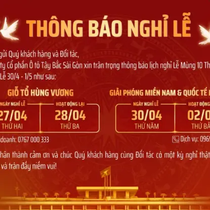 THÔNG BÁO NGHỈ LỄ 30/4/2026 VÀ GIỖ TỔ HÙNG VƯƠNG
