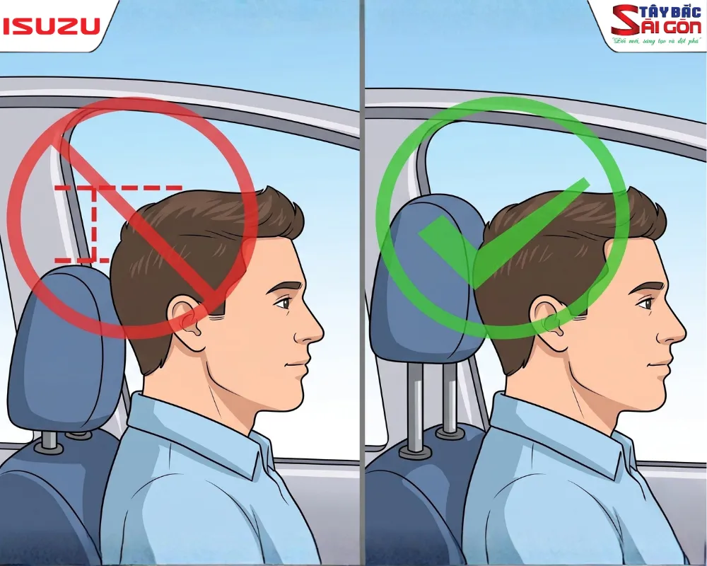 Cách đặt tựa đầu ghế lái xe ô tô đúng và sai
