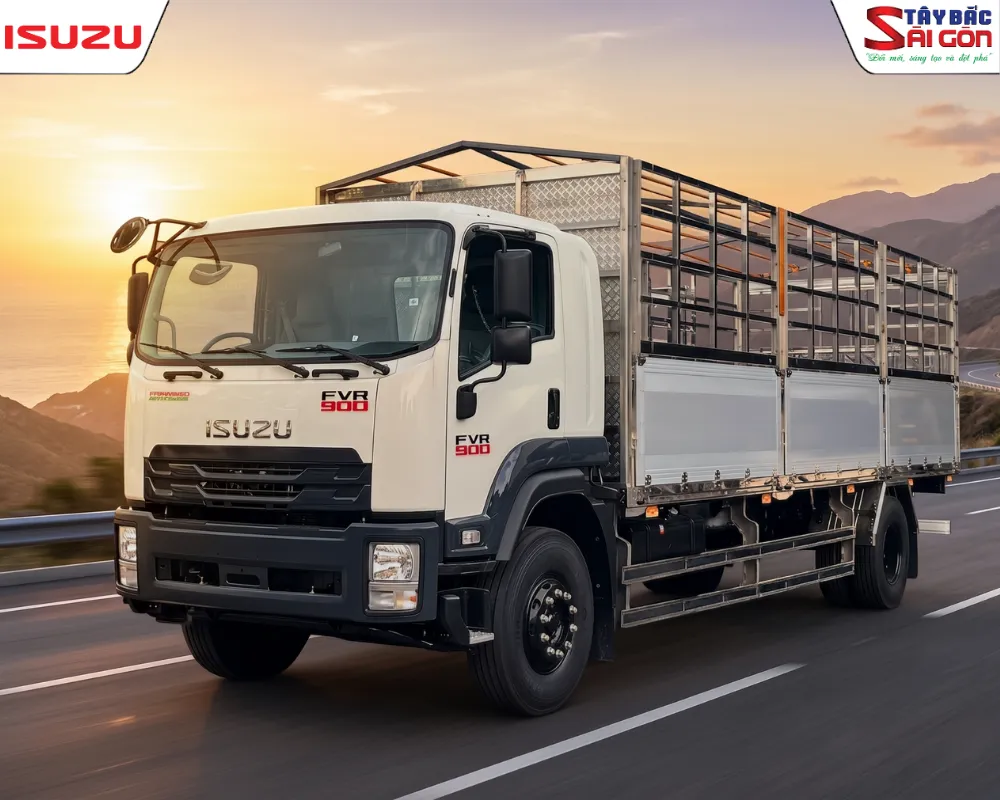 Xe tải Isuzu 8 tấn FVR900 thùng mui bạt dài 9m6 chuyên chạy Logistics Bắc Nam