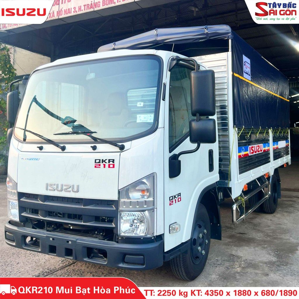 Xe Tải Isuzu QKR210 2.3 Tấn Thùng Mui Bạt Bửng Inox Hòa Phúc