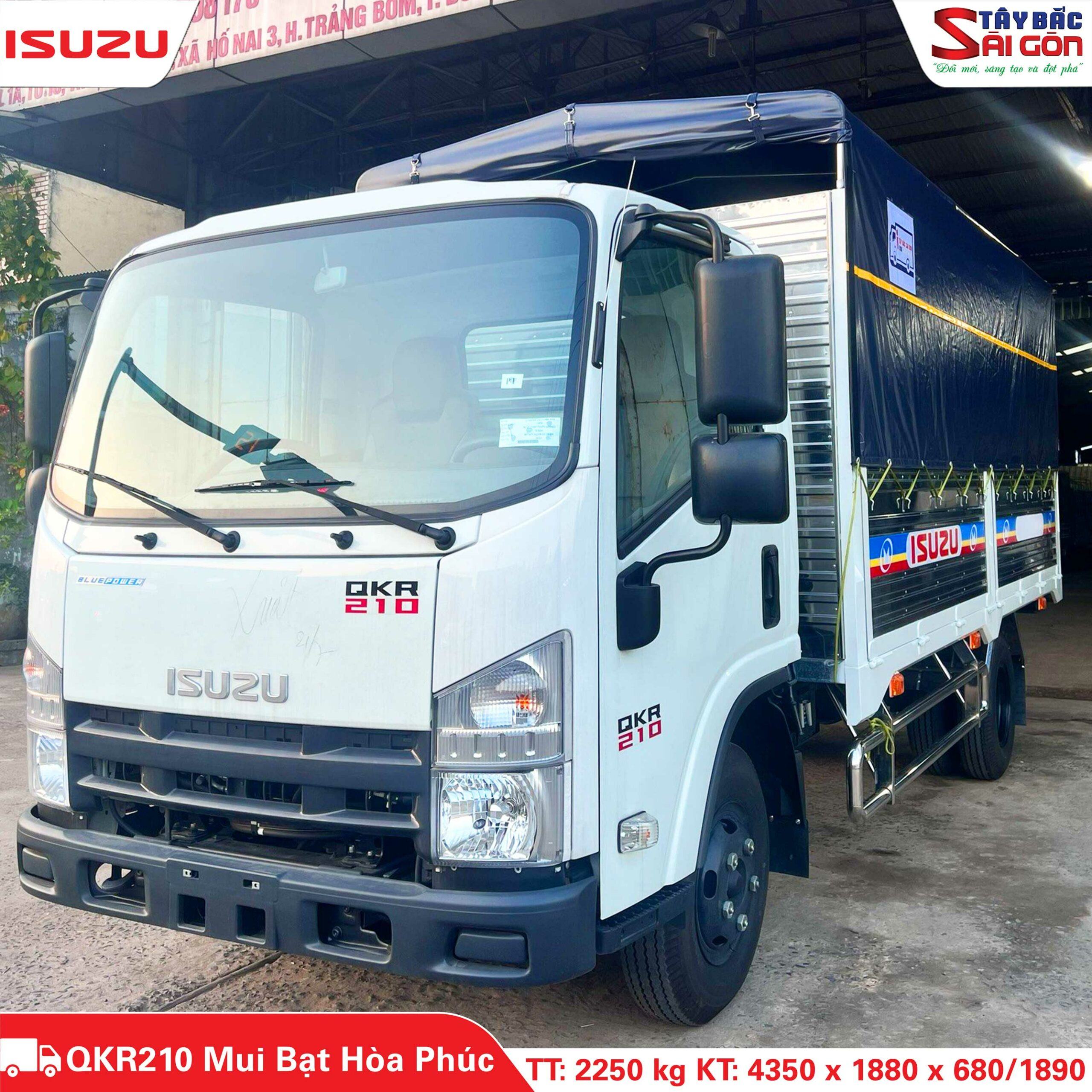 Xe Tải Isuzu QKR210 2.3 Tấn Thùng Mui Bạt Bửng Inox Hòa Phúc