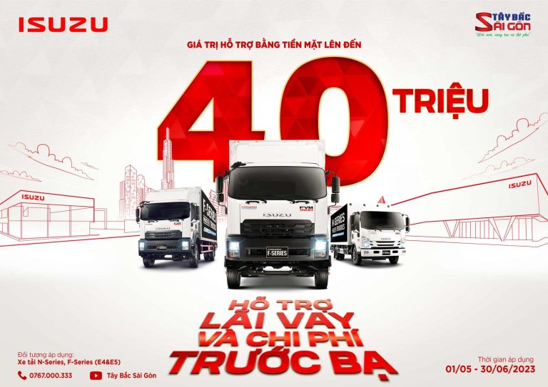 HỖ TRỢ LÃI VAY & PHÍ TRƯỚC BẠ CHO XE TẢI ISUZU N-SERIES, F-SERIES