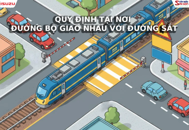 LƯU Ý DÀNH CHO Ô TÔ TẠI NƠI ĐƯỜNG BỘ GIAO NHAU CÙNG MỨC VỚI ĐƯỜNG SẮT