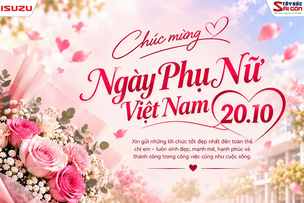 Banner chúc mừng Ngày Phụ nữ Việt Nam 20/10 của ISUZU Tây Bắc Sài Gòn