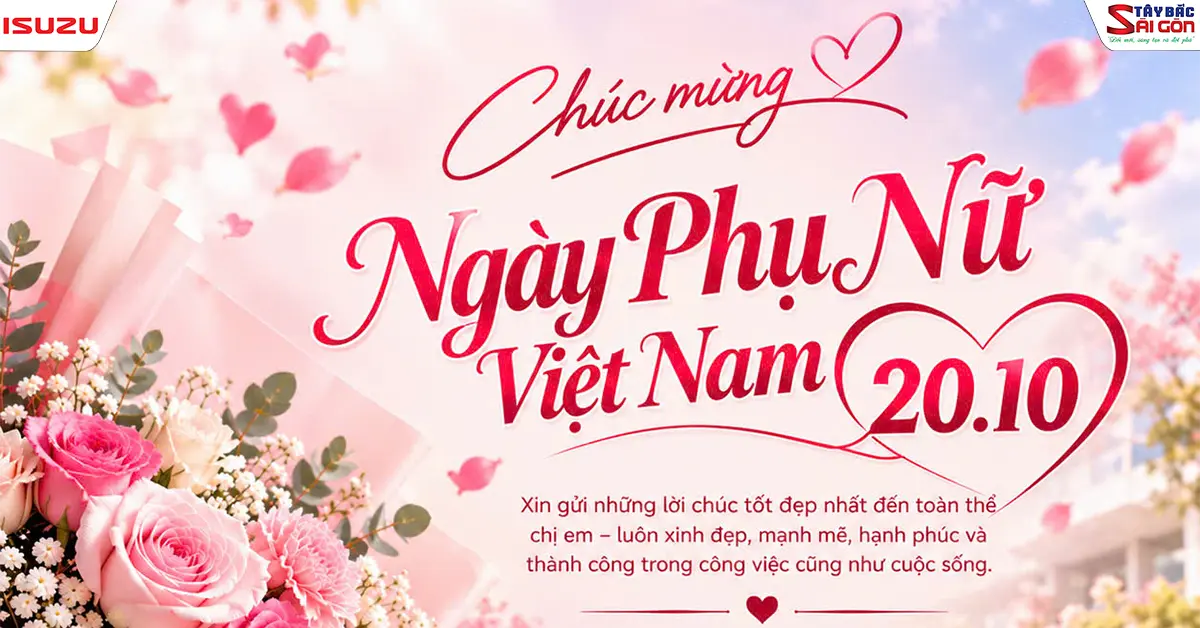 Banner chúc mừng Ngày Phụ nữ Việt Nam 20/10 của ISUZU Tây Bắc Sài Gòn