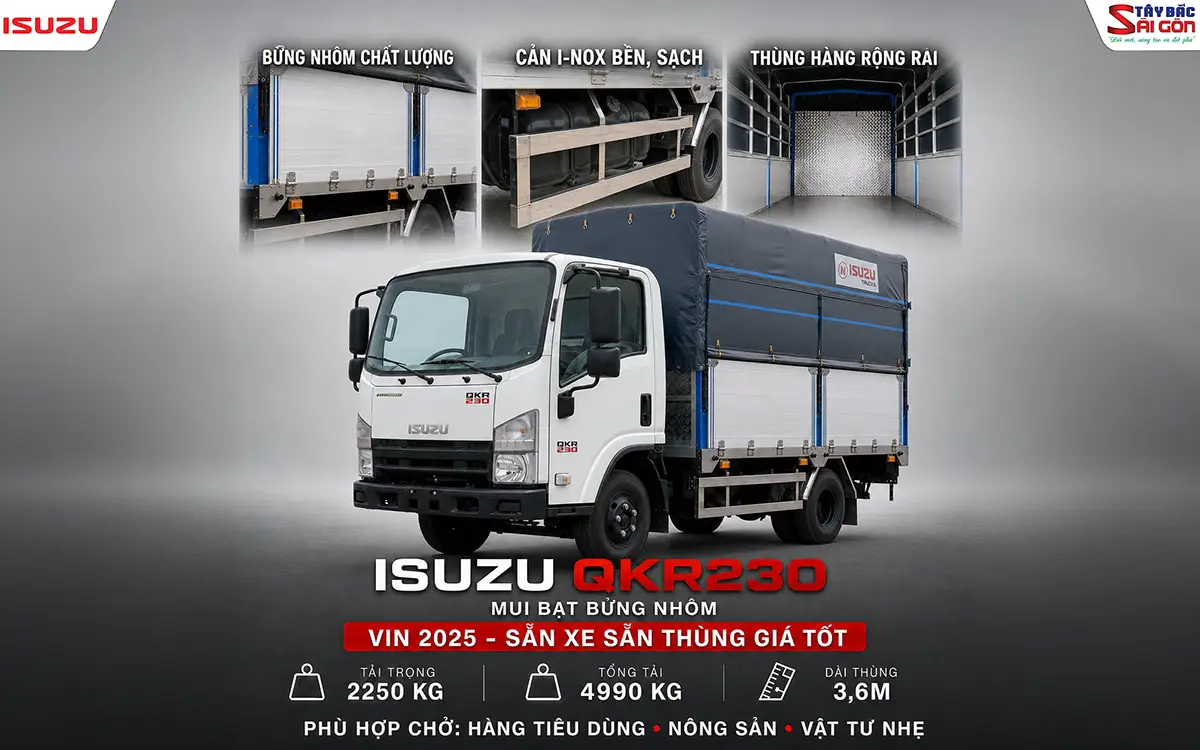 Xe Tải ISUZU QKR230 Bửng Nhôm (Thùng 3.6m)