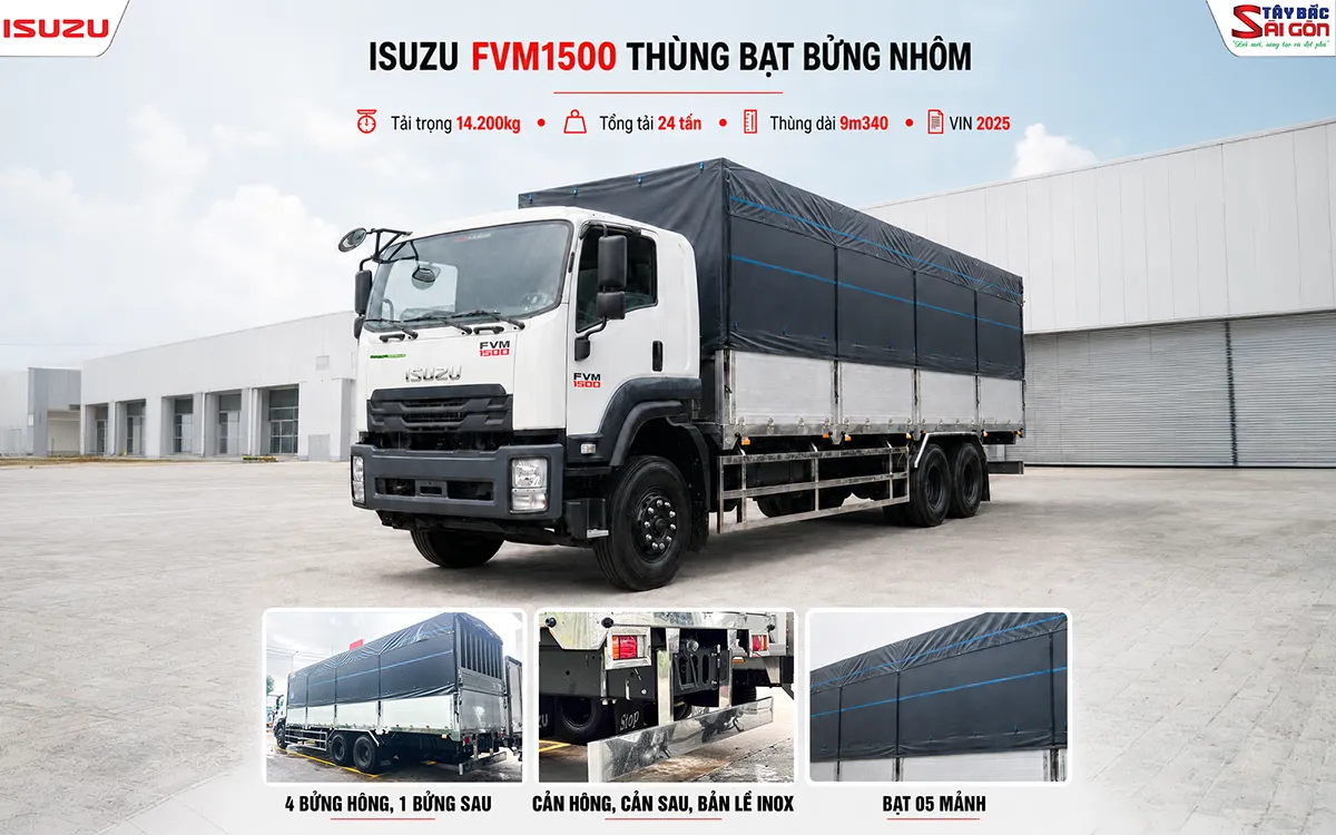 Xe Tải 15 Tấn Bửng Nhôm Isuzu FVM1500 (3 Chân Thùng 9.4m)